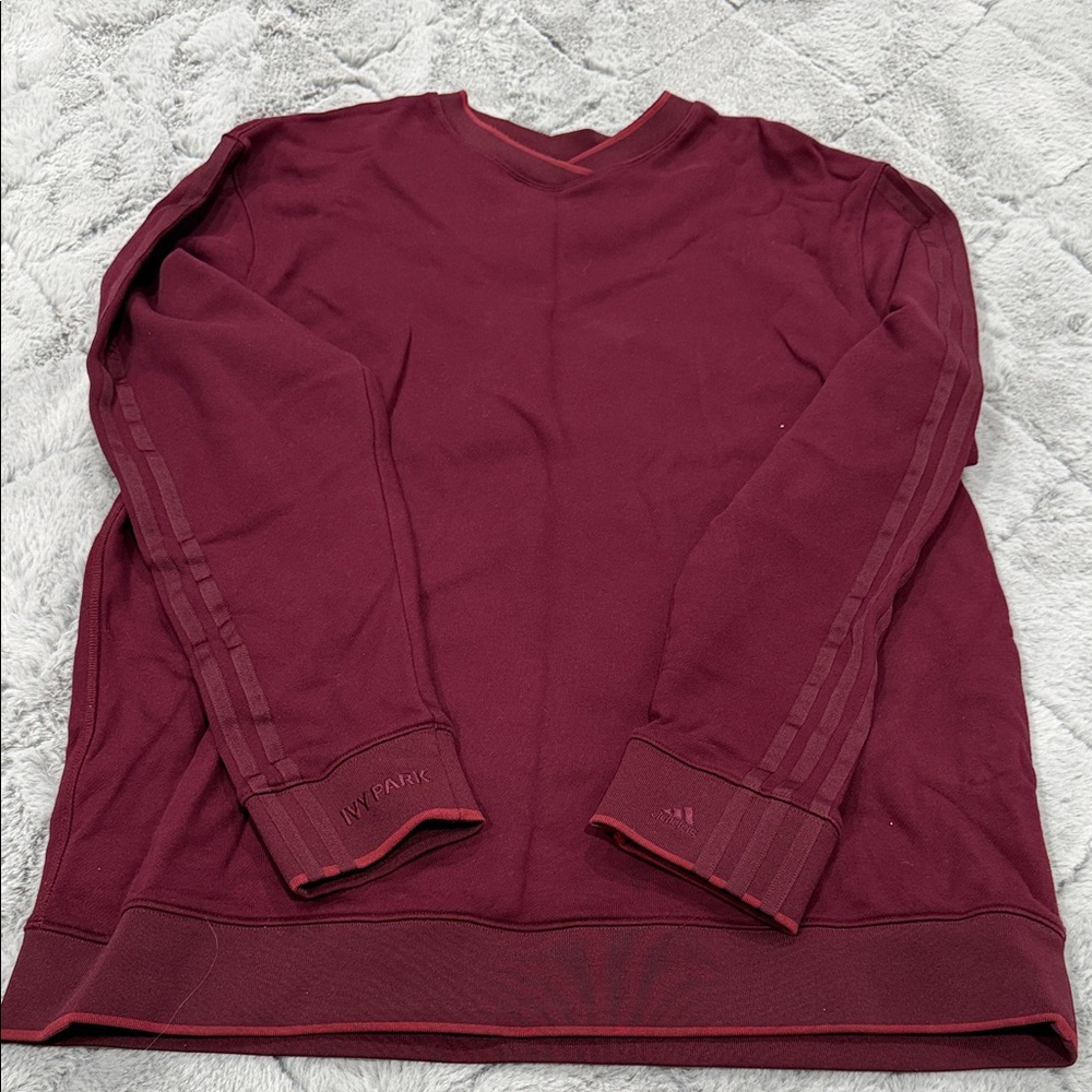 adidas x Ivy Park Women Burgundy V-Neck Sweater